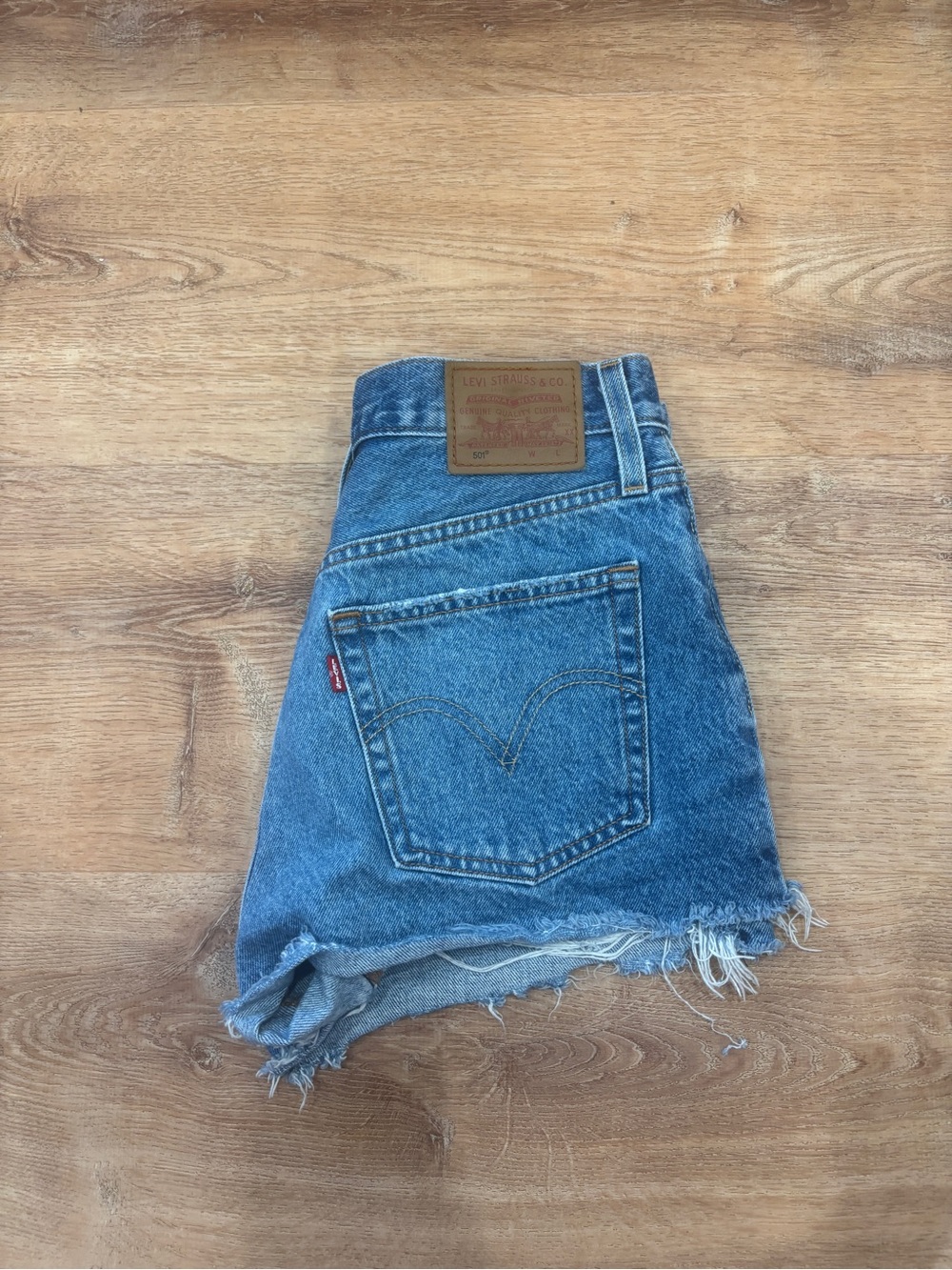 Levi's Medium Blue Denim Frayed Cutoff Shorts